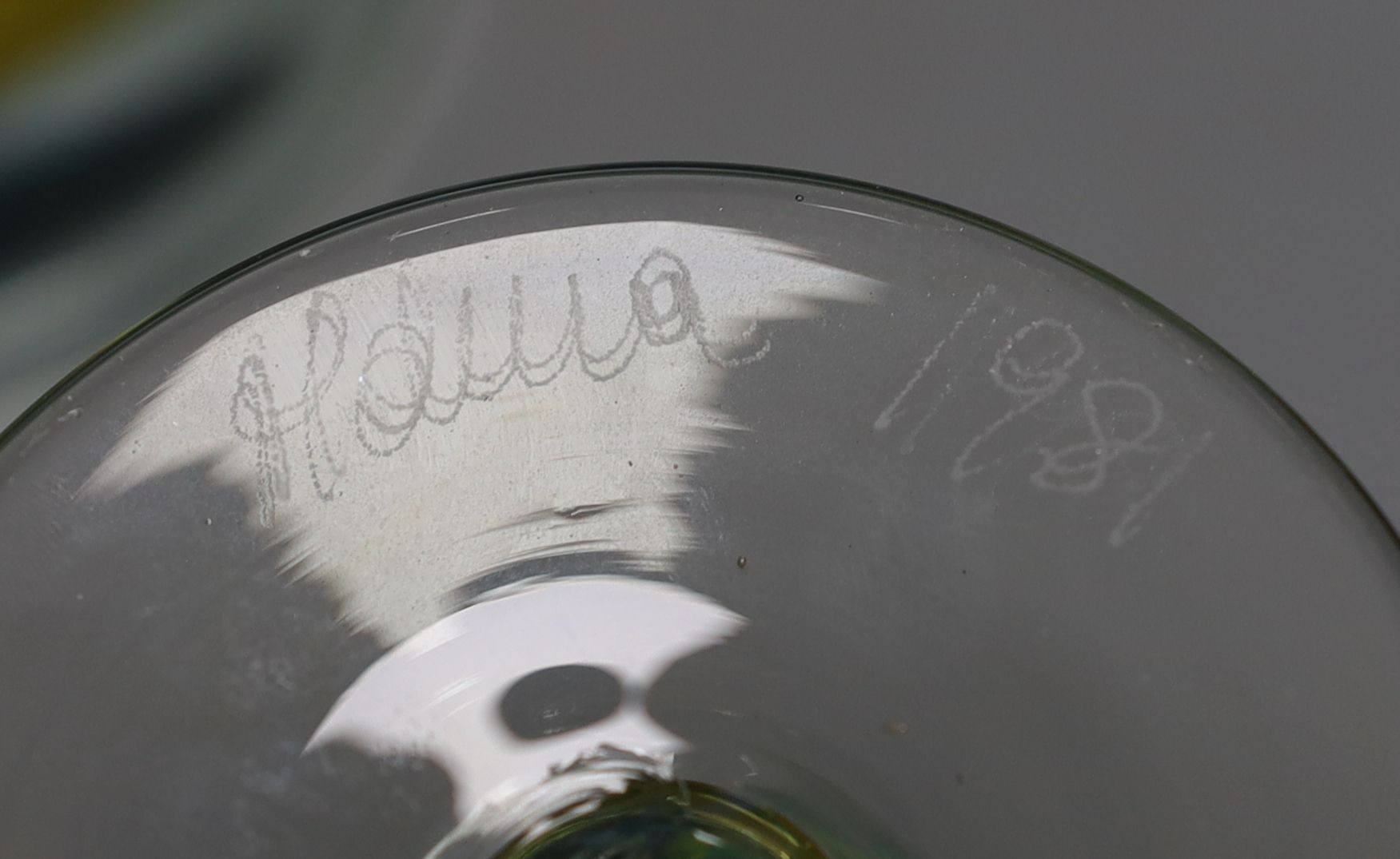A Mdina glass goblet and vase, Tallest 17 cm